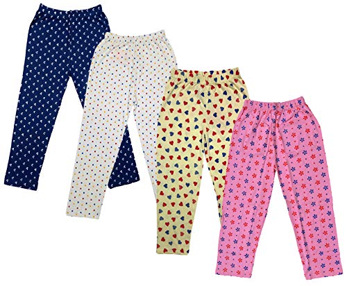 Image of IndiWeaves Regular Fit Pure Cotton Pajama Pants with All Over Print for Girls (Multicolor Designs)(Pack of 4)