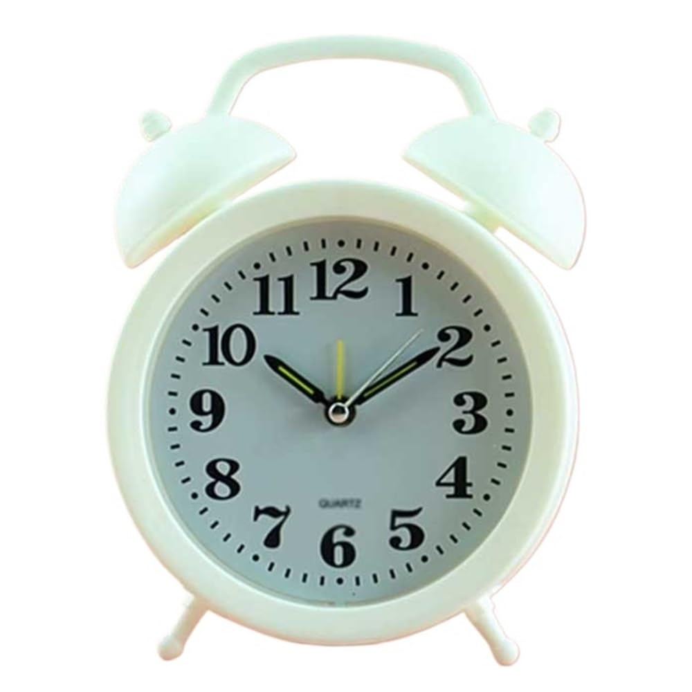 J9V4G6S3B5 Desk Clock Round Cute Analog Alarm Clock Battery Operated White for Bedroom Living Room School Dormitory Desk Clocks for Table Decor analogue alarm clock