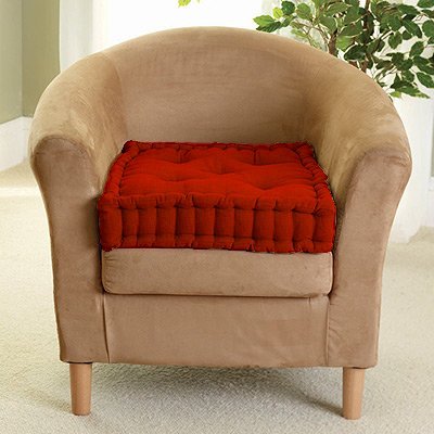 EGYPTO 2 Pack 4” Armchair Booster Cushion Chair, Garden, Patio Seat Pad (Red)