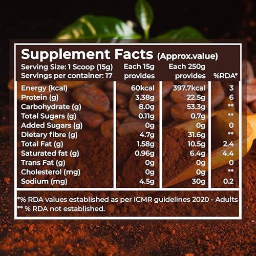 Image of Pure Nutrition Cocoa Powder Without Sugar | Cacao Powder Unsweetend | Coco Powders | Cocoa Powder for Cake, Beverages & Desserts |100% Plant Based & Alkalized | Rich Flavor & Aroma | No Added Sugar - 250g