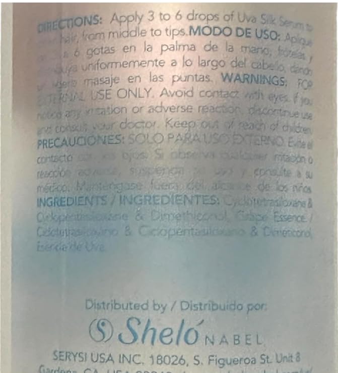 Sheló NABEL Hair Silk Serum, Uva/Grape, 4.73 fl oz (140 ml)