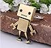 eckiger Roboter Schlüsselanhänger Figur bewegliche Arme und Beine goldfarben 6cm | Spielzeug | Geschenk | Kinder | Mädchen | Herren | Damen | Männer |