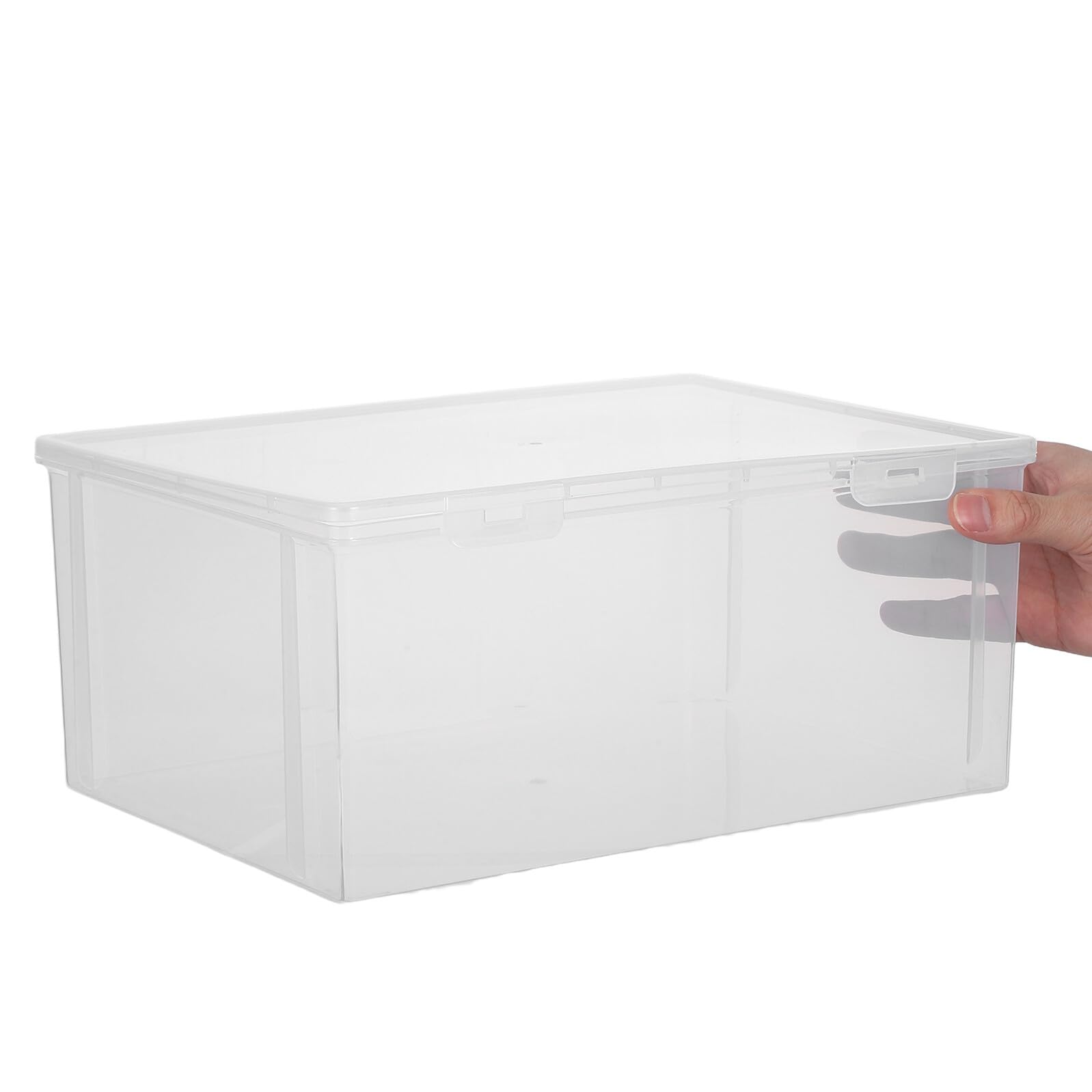 STOBAZA Scatola Portaoggetti Trasparente per CD e Dvd Grande Capacità, Contenitore Impilabile in Plastica Resistente Coperchio, Organizer per Archiviazione Desktop e Custodia per Supporti