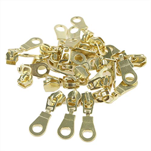 Image of #5 Antique Gold Metallic Nylon Coil Zippers by The Yard Bulk 10 Yards Tape with 25pcs Gold Sliders for DIY Sewing Tailor Craft Bag Leekayer(White)