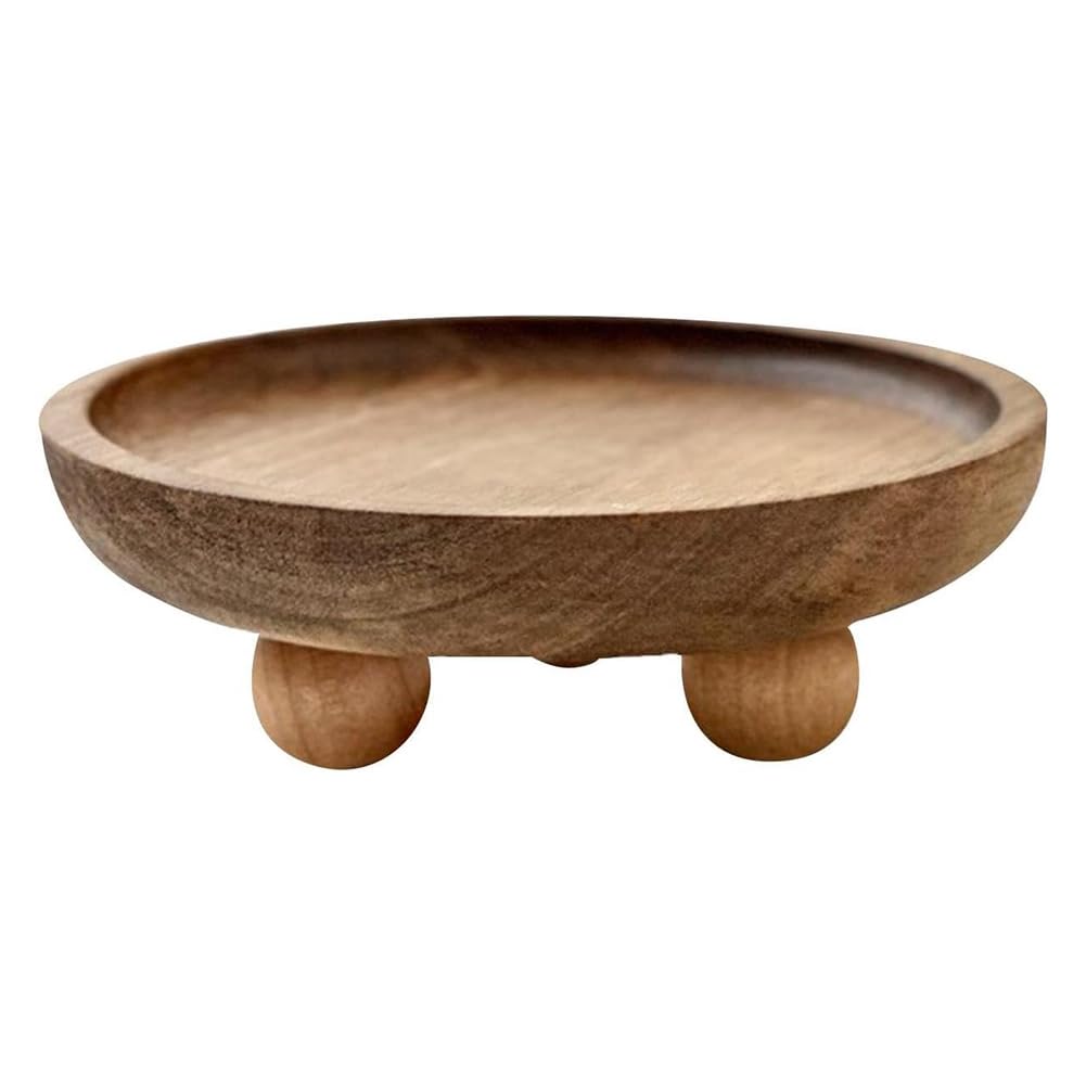 CTRLZS Wooden Tray Cake Dessert Plate Restaurant Home Wooden Tray Aromatherapy Ornaments Tray Vase Decoration,Round