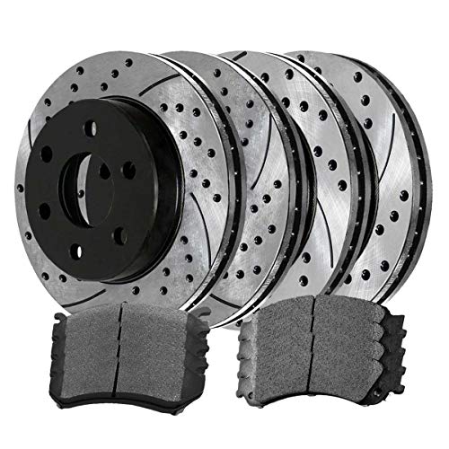 Auto Shack BRKPKG770 2 Front and 2 Rear Performance Brake Rotors and 8 Ceramic Brake Pads