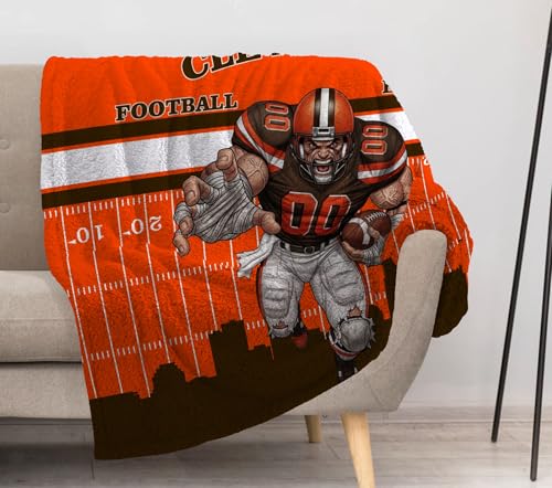 Allenjoy Cleveland American Football Brown Tradition Blanket 57x50 - Soft Warm Throw Blankets for Couch Bed Living Room Home Office Bedroom Decor Gifts for Men Teens Fans Brother Son Washable