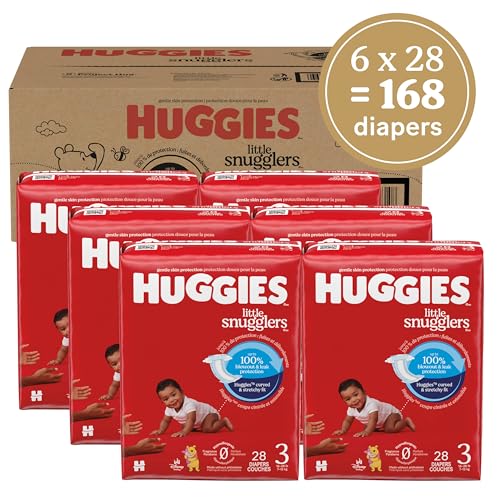 Image of Huggies Size 3 Diapers, Little Snugglers Baby Diapers, Size 3 (16-28 lbs), 168 Count (6 Packs of 28), Packaging May Vary