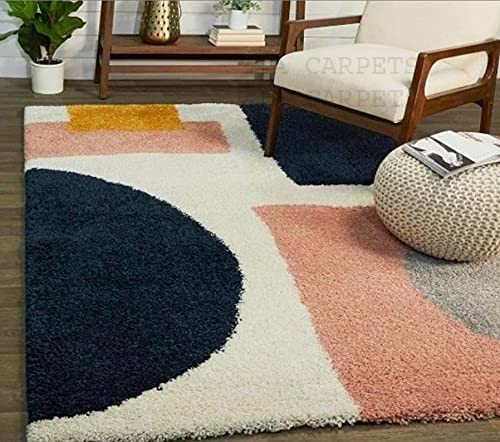 Image of Modern Quality Carpet /Trending Design Hand Woven Fluffy Rug /Mats for Bedroom /Dinning Hall /Living Room 2-inch Thick [Size 4x4 Feet Round]