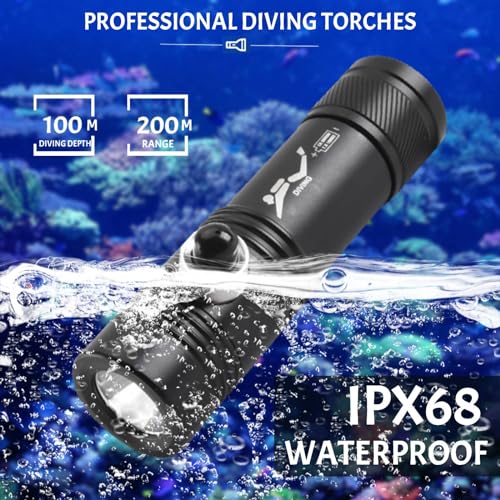 120M Depth Dive Light, Waterproof Underwater 3 Modes LED Scuba Flashlight - image 4