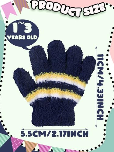 Image of SATINIOR 5 Pairs Kids Gloves Full Fingers Knitted Warm Gloves Winter Mittens for Little Boys and Girls Daily Supplies