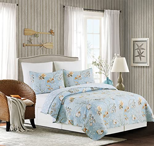 C&F Home Meraki Island Full/Queen 3 Piece Reversible Coverlet Quilt Set with 2 Standard Shams Quilt Set Powder Blue Ocean Fish Nautical Beach House Reversable White and Blue Damask Full/Queen 3 Piece - Image 5