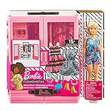 Mattel 120 Barbie Fashionista-Armario portátil, Ropa, Accesorios para muñecas, Regalo niños de 3 a 9 años GBK12, Verde, Larga Unisex Adulto