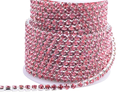 KAOYOO 10 Yards 4MM Crystal Rhinestone Close Chain Trim for Sewing Crafts,DIY Decoration