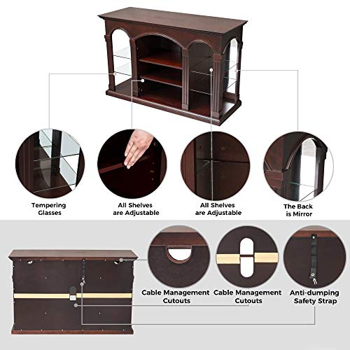 CHADIOR TV Stand for Up to 55\" Entertainment Center for Flat Screen with Tempered Glass Storage Shelves for Living Room, Walnut - Thumbnail 4