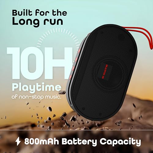 Image of E GATE Atom S21 Bluetooth Wireless Speaker with Phone Stand | 5W | 52mm Driver, Bluetooth 5.2 | TWS Pairing, FM Radio, USB & mSD Card Support | Up to 10 Hours Playtime Portable Speaker (Black)