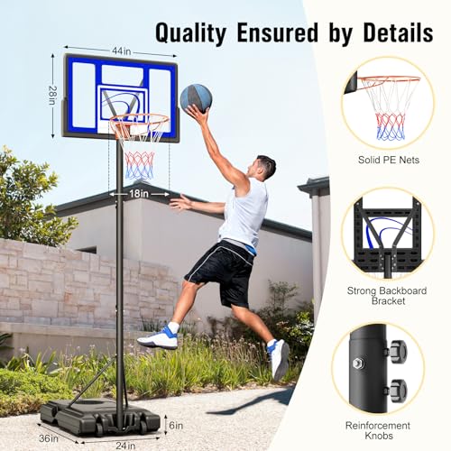 image for TONBUX Adjustable Basketball Hoop Outdoor 10FT, Basketball Portable Ho
