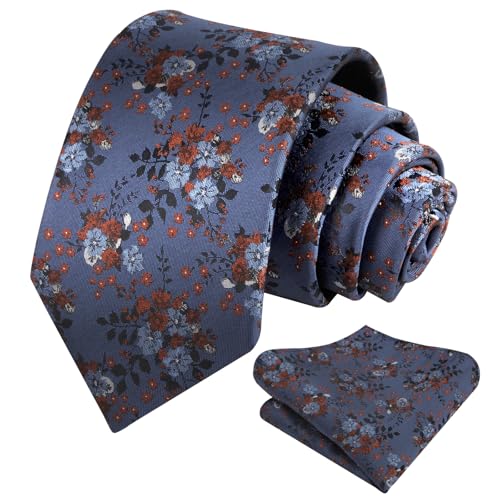 Image of Alizeal Mens 3.15inches Delicate Floral Tie with Small Flower Printed Handkerchief Set