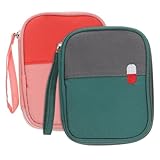 AOKWAWALIY Paquete de 2 bolsas de almacenamiento de píldoras, bolsa pequeña de primeros auxilios, organizador de primeros auxilios, bolsa de pastillero de viaje, bolsa de medicina portátil, bolsa de