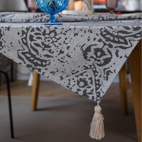 Nappe lavable en polyester coton gris foncé 135x220cm tial - 5