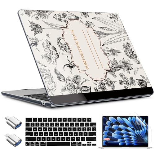 TWOLSKOO Case for MacBook Air 13 inch M5-M2 2026-2022, Retro CompostionBook