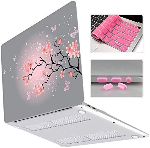 Mektron Plastic Hard Shell Case & Dust Plug & Keyboard Cover Only Compatible Old MacBook Pro 13 inch (Model:A1278,with CD-ROM,NO Touch bar)(Release 2008-2012)(Plum Blossom)