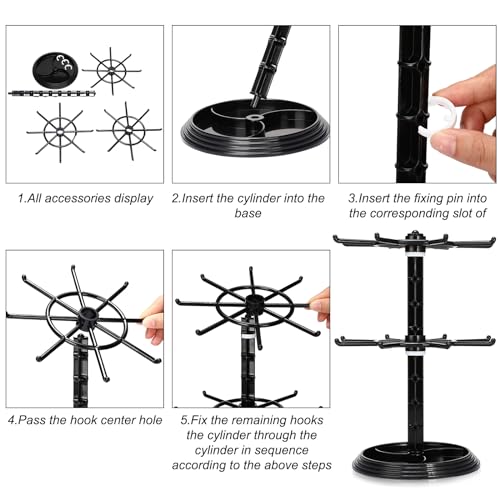 Yuntau 2 Pcs Rotating Jewelry Display Stands Plastic 2 Tier Spinning Display Rack For Vendors Events Necklace Keychain Earring Holder Retail Display Supplies thumb #4