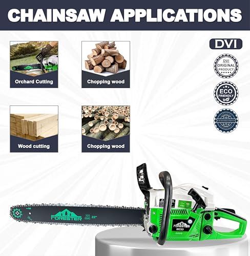 Image of DVI Heavy Duty Forester Chainsaw With 2 Stroke 58CC Air Cooled Petrol Engine Power With 22 inch inch Blade /Bar Ideal Use For Farm, Garden Tree Cutting, Wood Cutting. (DVI 58CC FORESTER CHAINSAW)