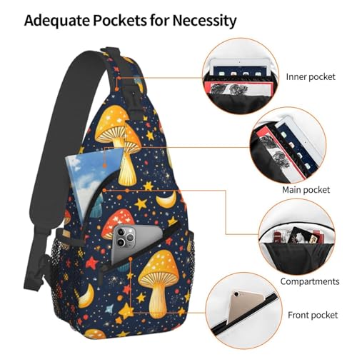 Mochila tipo bandolera Cartoon Mushroom unisex ligera miniatura 4