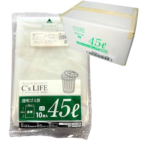 ふくろや ケース 透明ごみ袋 03 45L 0.03×650×800 mm 500枚 10枚入×50袋 シーズライフ 45リットル 10000857