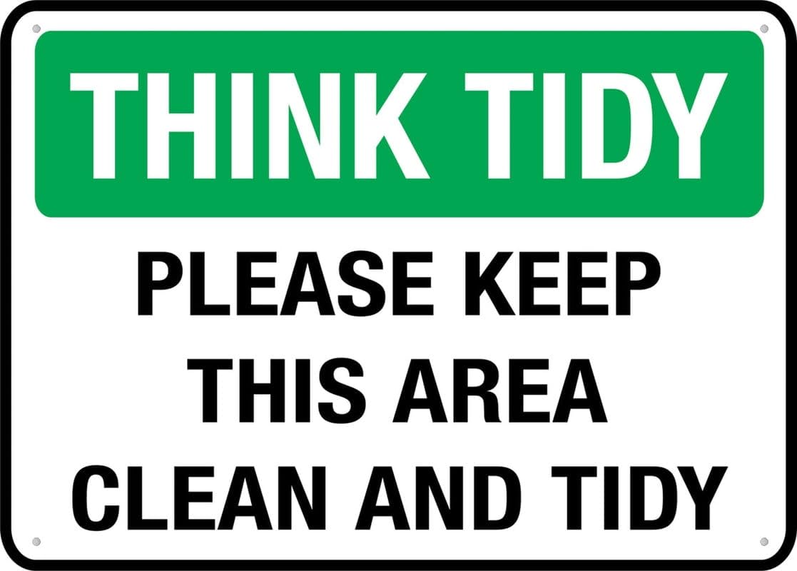 Think Tidy Please Keep This Area Retro Funny Novelty Art Backyard Funny Wall Décor Poster Cafe Plaque Tin Sign 8x12 Inch