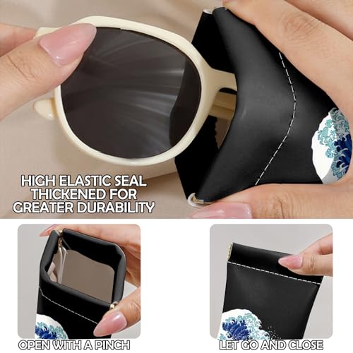 Image of 2 PCS Glasses Eyeglass Sunglasses Case Pouch Soft PU Leather Cute Aesthetic with Cleaning Cloth for Boys Men Man