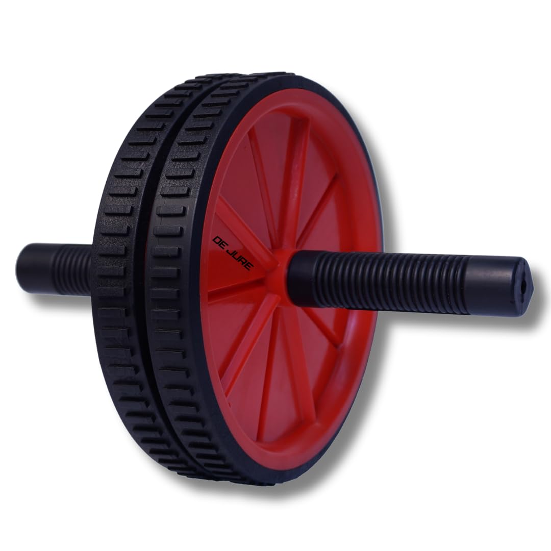 De Jure Fitness Dual Wide Ab Roller Wheel for Abs Workouts Home Gym Abdominal Exercise/Core Workouts for Men and Women (Red)-image-15