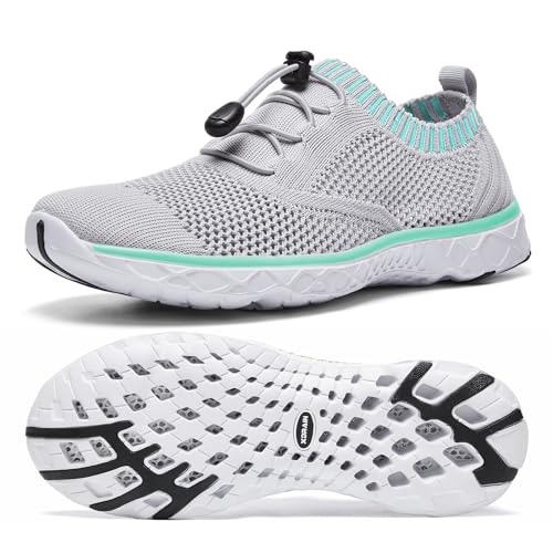 ALEADER Women's Adventure Aquatic Water Shoes Gray/Aqua Sky 7 D(M) US