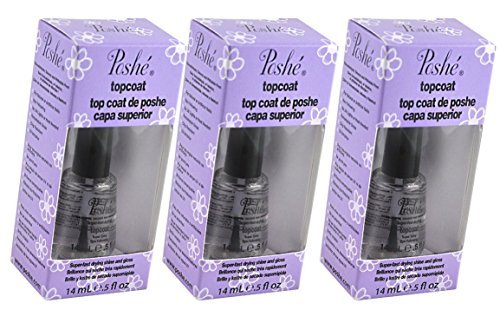 Poshe Super Fast Drying Shine And gloss Top Coat Poshe Super-Fast Drying Nail Top Coat dries to the touch in 1 minute and dries to the nail in 5 Minutes.- Size 0.5 fl oz. / 14 ml. (Pack 3)