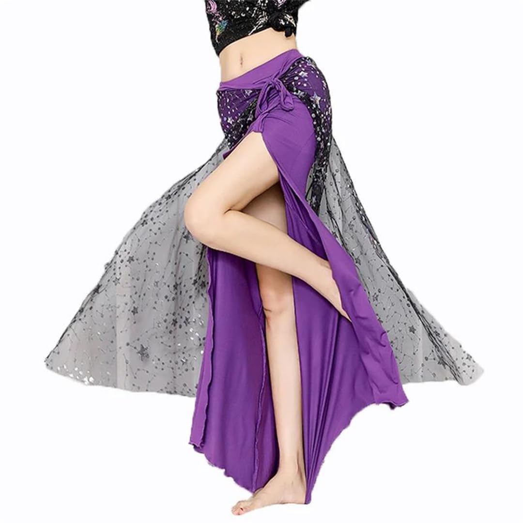 Disimlarl Falda larga de danza del vientre para mujer, falda larga de danza oriental, falda de actuación