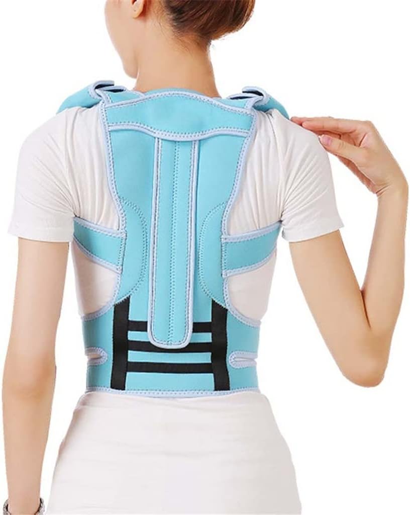 Adjustable Posture Corrector Back Support Shoulder Brace Belt for Men Women Improve(Blue,M code)