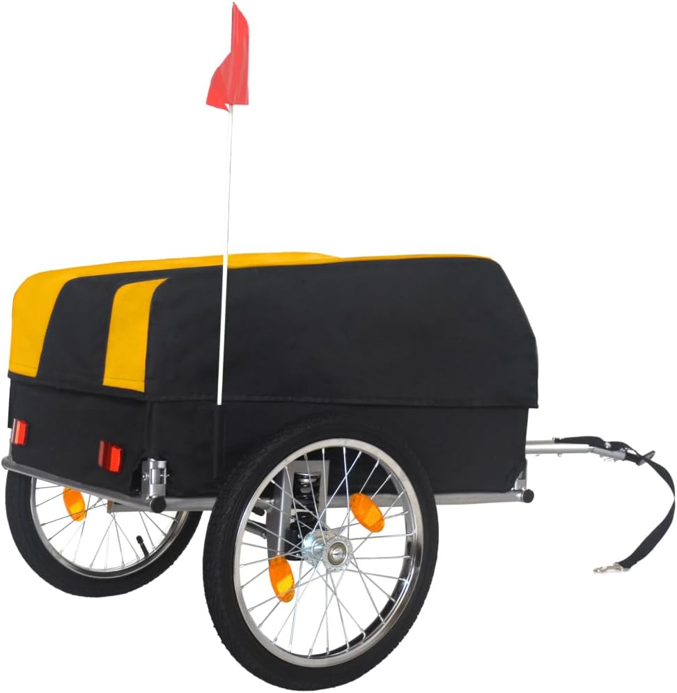 Heavy-Duty Bike Cargo Trailer with Removable Waterproof Cover – 88 Lbs Load Capacity, 16 Inch All-Terrain Wheels for Camping and Grocery Transport