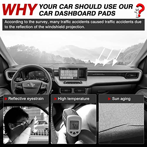 Image of Autorder Dashboard Cover Mat for 2022-2026 Ford Maverick Accessories Dash Cover Suede Dash Mat Sunshade Glare UV Rays Protector