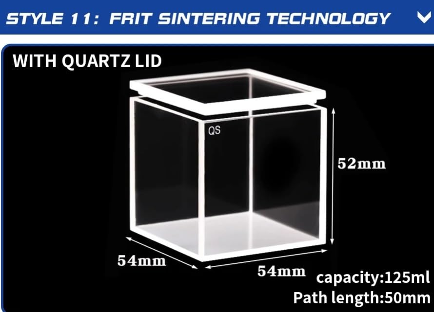 Cuvette de fluorescence en quartz fritté 125ml avec couvercle pour laboratoire