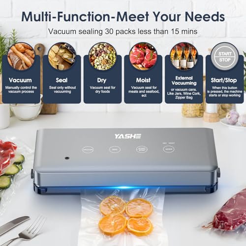 Yashe Vacuum Sealer Machine With Dry & Moist Modes, 5-In-1 Multi-Functional Food Vacuum Sealer Machine For Sous Vide Cooking, 30Cm Seam For Preserving Meat, Fish, Fruits, And Vegetables - 2