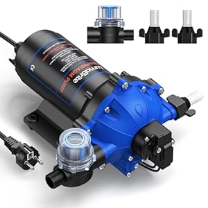 LumaBrite AC 220 V zelfaanzuigende drukwaterpomp, 4,5 GPM 70 PSI waterpomp, membraanpomp met drukschakelaar, caravan, voor het watersysteem, irrigatie