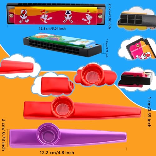 Restroma RESTROMA-D016 14 Pack Kids Harmonica Toy And 14 Pack Metal Kazoos Cartoon Musical Instruments Toy thumb #1