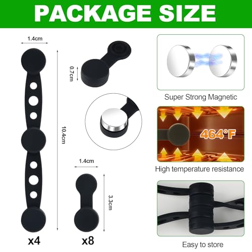 12 Stück Magnete für Airfryer Backpapier Silikon, Befestigung für Heißluftfritteuse Zubehör, Einfache Anwendung, Passend für Single Dual Basket Air Fryer