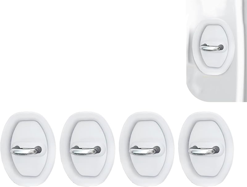Kit com 4 Protetores de Silicone para Trava de Porta Automotiva Culycey Brancos CULJZD2801WH-4PCS