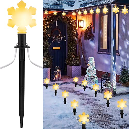 Brightown Christmas Snowflake Pathway Lights Outdoor, Plug In 14.3Ft Walkway Lights For Christmas Decoration, Garden, Yard, Lawn, Park, Porch, Roadway, New Year, Holiday Décor, 2 Pack 10 Lights #TOP6