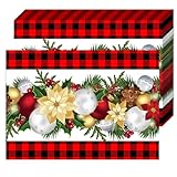 Manteles individuales decorativos de papel de Navidad a cuadros, paquete de 50 unidades de 10 x 14 pulgadas, manteles individuales desechables de temporada de invierno para vacaciones, granja