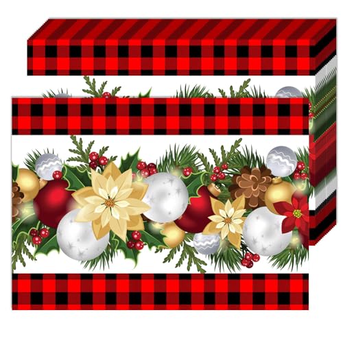 Buffalo Plaid Christmas Paper Placemats Decorative Xmas 50 Pack 10x14...