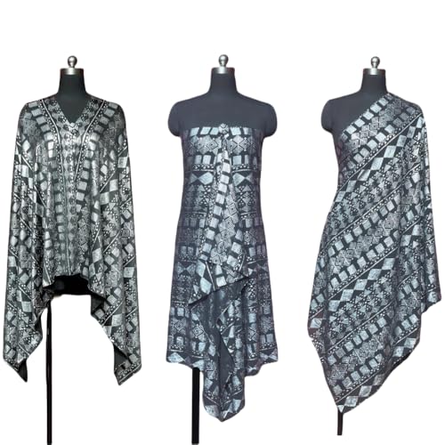 1920s Faux Assuit Foil print chiffon scarf Stylish and Glamorous faux evening dress cape head wrap Hijab handkerchief