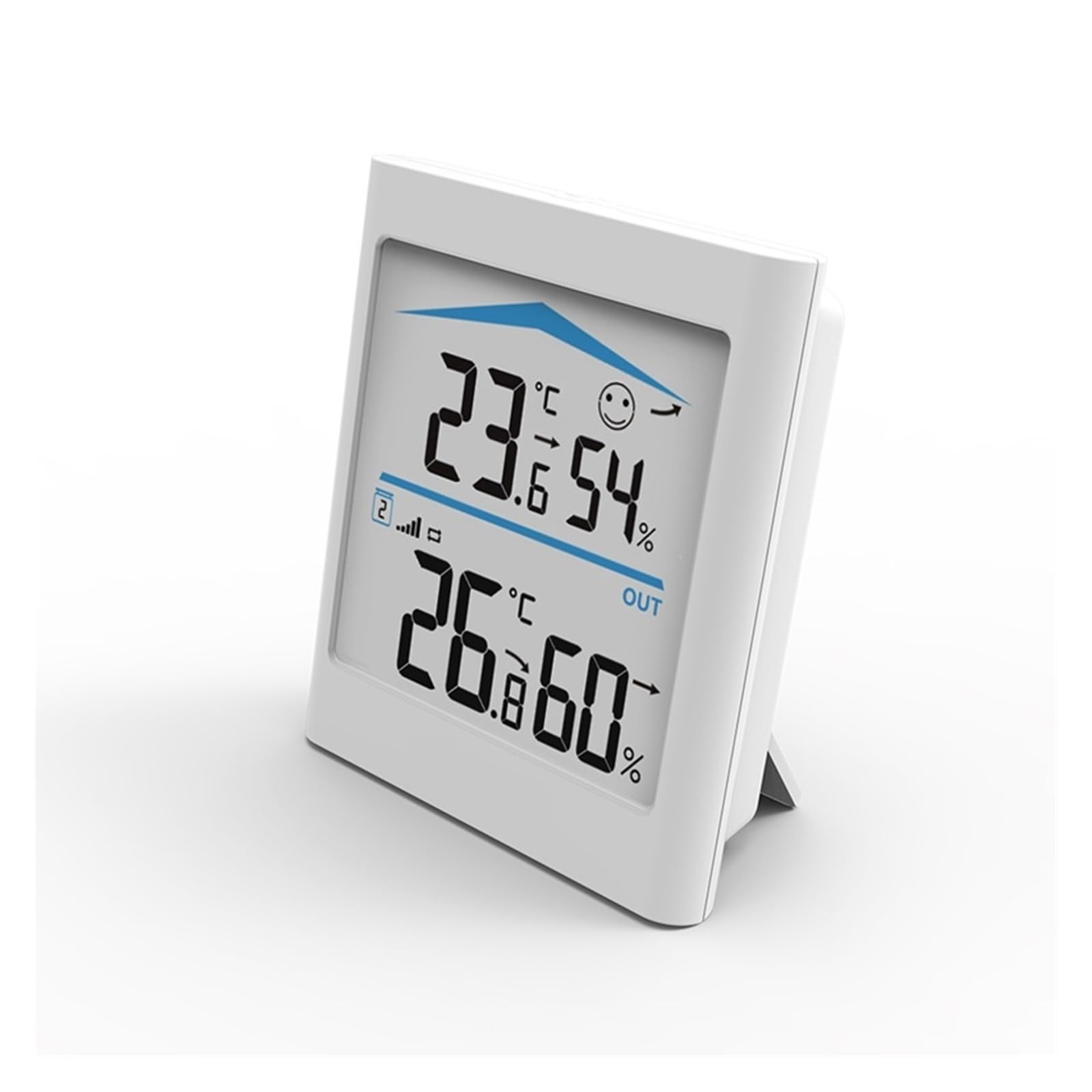 Cyfrowa Stacja Pogodowa LCD Indoor Outdoor Trend Higrometr Termometr Bezprzewodowy Czujnik Zdalny Podświetlenie Aktywowane Ruchem Dokładny Szybki Monitorowanie Czasie Rzeczywistym(White)
